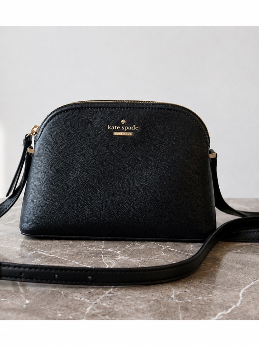 NWOT Kate Spade Peggy Crossbody Black Pebbled Leather Gold Hardware